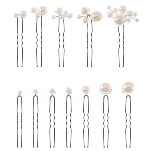 Perlen Haarnadeln, U-Form Braut Haarschmuck, Hochzeit Braut Perle Haar Zubehör, Weiße Perlenhaar Damen Mädchen für Hochzeiten Alltag Partys Tänze（12/36 Stück） (Weiß-12 Stück) von YUYWWAN