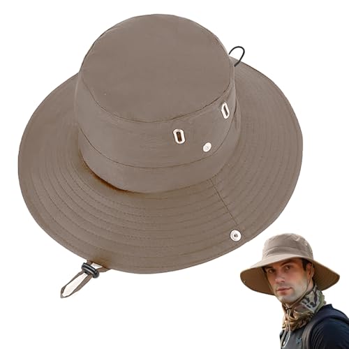 YUZHEDM Sommerhut Herren Hut Herren Safari Hut Sonnenhut MäNner Damen Buschhut Breite Krempe Outdoor Hat Uv Schutz Sonnenschutz Faltbar Wanderhut Fischerhut Gartenhut Anglerhut BuschhüTe(Khaki) von YUZHEDM