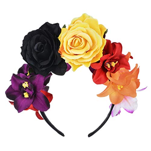 YUZIMEI Clip Hoop Damen Kunstrose Blume Stirnband Halloween He - Grün von YUZIMEI