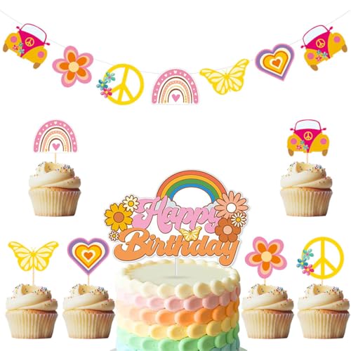 YUZNA 14 Stück Tortendeko Cake Toppers Kuchen Deko Kinder Frauen Geburtstag Deko Cupcake Toppers Wrappers Thema Party Dekoration von YUZNA