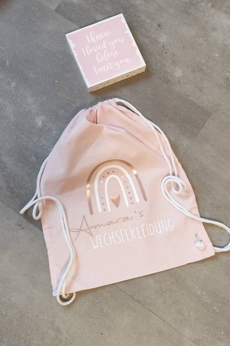 Beutel Für Wechselkleidung, Kindergarten, Personalisiert in Rosa, Als Geschenk Zum Kindergartenstart von YVARAKidsandMore