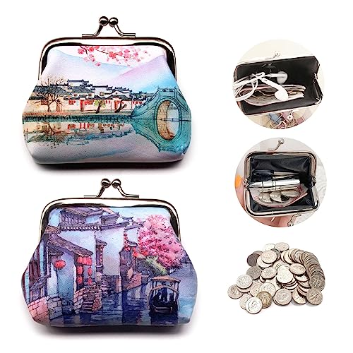Kleines Mini Geldbörse Portemonnaie Geldbeutel Beutel Portmonee Coin Purse Münzbeutel Münzbörse Damen Kinder Klein Geschenke für Frauen, 2 Stück von YVIFEVG