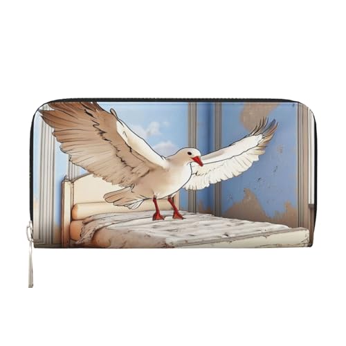 Geldbörse mit Geldscheinklammer, stilvoll, für Herren und Damen, PU-Leder, mehrere Fächer, ideal für Bargeld und Karten, Tauben im Schlafzimmer, Schwarz, Einheitsgröße von YVNKHKU