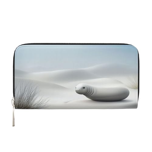 Geldbörse mit Geldscheinklammer für Herren und Damen, PU-Leder, mehrere Fächer, ideal für Bargeld und Karten, seltsame Tiere in den Sanddünen, Schwarz, Einheitsgröße von YVNKHKU