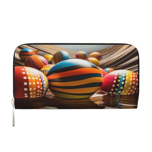 YVNKHKU Geldbörse Geldklammer stilvoll für Herren und Damen, PU-Leder, mehrere Fächer, ideal für Bargeld und Karten, Ostereier, Schwarz, Einheitsgröße von YVNKHKU