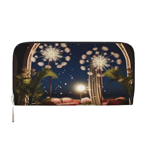 YVNKHKU Geldbörse Geldklammer stilvoll für Herren und Damen, PU-Leder, mehrere Fächer, ideal für Bargeld und Karten, leuchtende Löwenzahnsamen, Schwarz, Einheitsgröße von YVNKHKU