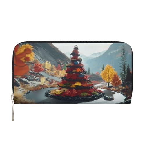 YVNKHKU Geldbörse mit Geldscheinklammer, stilvoll, für Herren und Damen, PU-Leder, mehrere Fächer, ideal für Bargeld und Karten, Candy Forest, Schwarz, Einheitsgröße von YVNKHKU