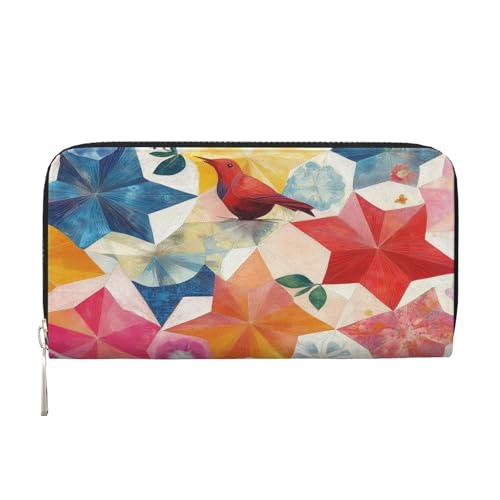 YVNKHKU Geldbörse mit Geldscheinklammer, stilvoll, für Herren und Damen, PU-Leder, mehrere Fächer, ideal für Bargeld und Karten, Klapppapierkranmalerei, Schwarz, Einheitsgröße von YVNKHKU