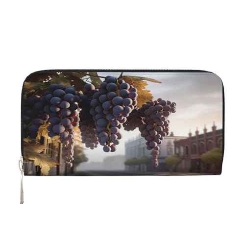 YVNKHKU Geldbörse mit Geldscheinklammer, stilvoll, für Herren und Damen, PU-Leder, mehrere Fächer, ideal für Bargeld und Karten, Weinberg, Schwarz, Einheitsgröße von YVNKHKU