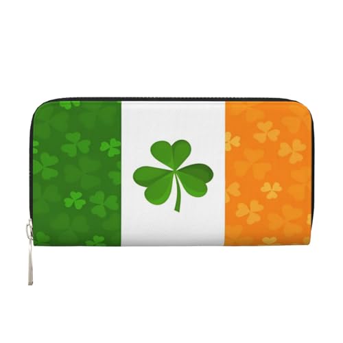 YVNKHKU Geldbörse mit Geldscheinklammer, stilvoll, für Herren und Damen, PU-Leder, mehrere Fächer, ideal für Bargeld und Karten, irische Flagge, Schwarz, Einheitsgröße von YVNKHKU