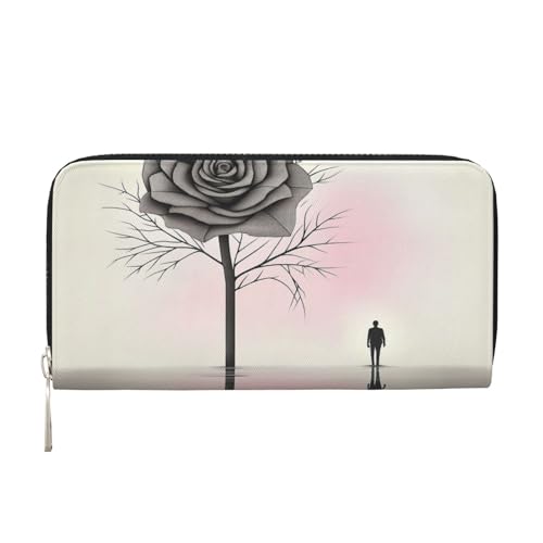 YVNKHKU Geldbörse mit Geldscheinklammer, stilvoll, für Herren und Damen, PU-Leder, mehrere Fächer, ideal für Bargeld und Karten, natürliche Spitze, Schwarz, Einheitsgröße von YVNKHKU