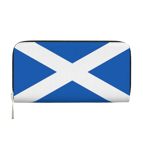 YVNKHKU Geldbörse mit Geldscheinklammer, stilvoll, für Herren und Damen, PU-Leder, mehrere Fächer, ideal für Bargeld und Karten, schottische Flagge, Schwarz, Einheitsgröße von YVNKHKU