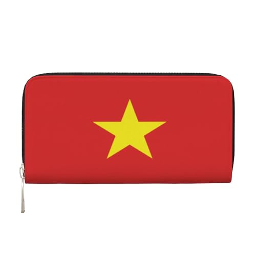 YVNKHKU Geldbörse mit Geldscheinklammer, stilvoll, für Herren und Damen, PU-Leder, mehrere Fächer, ideal für Bargeld und Karten, vietnamesische Flagge, Schwarz, Einheitsgröße von YVNKHKU