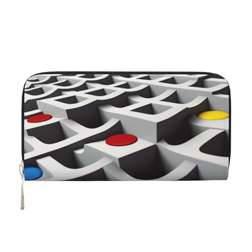 YVNKHKU Geldbörse mit Geldscheinklammer, stilvoll, für Herren und Damen, PU-Leder, mehrere Fächer, ideal für Bargeld und Karten-Labyrinth, Schwarz, Einheitsgröße von YVNKHKU