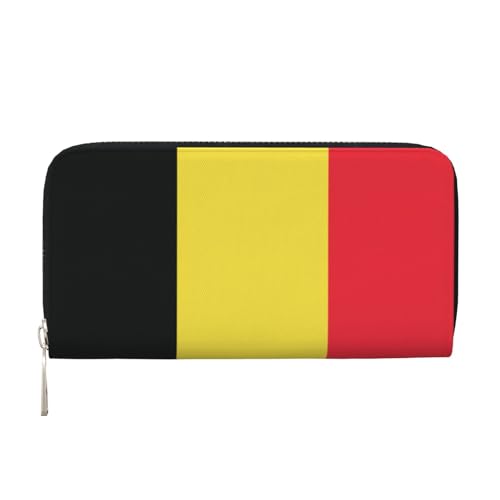 YVNKHKU Geldbörse mit Geldscheinklammer für Herren und Damen, PU-Leder, mehrere Fächer, ideal für Bargeld und Karten, Flagge Belgiens, Schwarz, Einheitsgröße von YVNKHKU