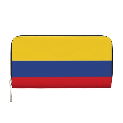 YVNKHKU Geldbörse mit Geldscheinklammer für Herren und Damen, PU-Leder, mehrere Fächer, ideal für Bargeld und Karten, Flagge Kolumbiens, Schwarz, Einheitsgröße von YVNKHKU