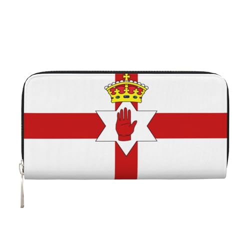 YVNKHKU Geldbörse mit Geldscheinklammer für Herren und Damen, PU-Leder, mehrere Fächer, ideal für Bargeld und Karten, Flagge Nordirlands, Schwarz, Einheitsgröße von YVNKHKU
