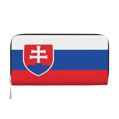 YVNKHKU Geldbörse mit Geldscheinklammer für Herren und Damen, PU-Leder, mehrere Fächer, ideal für Bargeld und Karten, Flagge der Slowakei, Schwarz, Einheitsgröße von YVNKHKU