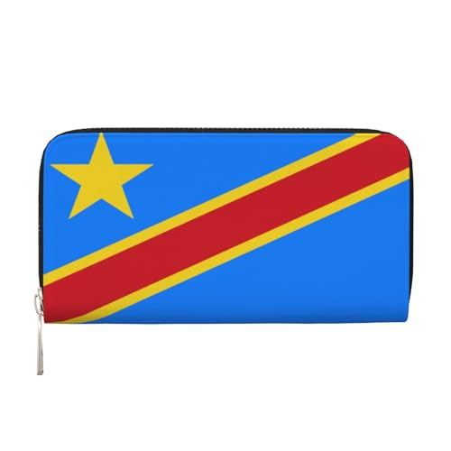 YVNKHKU Geldbörse mit Geldscheinklammer für Herren und Damen, PU-Leder, mehrere Fächer, ideal für Bargeld und Karten, Flagge des Kongo, Schwarz, Einheitsgröße von YVNKHKU