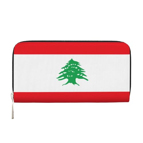 YVNKHKU Geldbörse mit Geldscheinklammer für Herren und Damen, PU-Leder, mehrere Fächer, ideal für Bargeld und Karten, Flagge des Libanon, Schwarz, Einheitsgröße von YVNKHKU