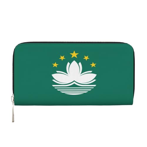 YVNKHKU Geldbörse mit Geldscheinklammer für Herren und Damen, PU-Leder, mehrere Fächer, ideal für Bargeld und Karten, Flagge von Macau, Schwarz, Einheitsgröße von YVNKHKU