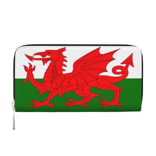 YVNKHKU Geldbörse mit Geldscheinklammer für Herren und Damen, PU-Leder, mehrere Fächer, ideal für Bargeld und Karten, Flagge von Wales, Schwarz, Einheitsgröße von YVNKHKU
