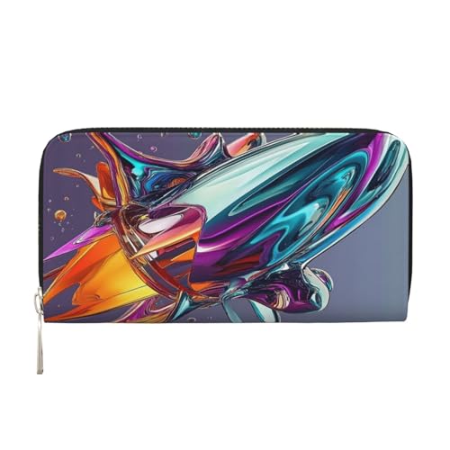 YVNKHKU Geldbörse mit Geldscheinklammer für Herren und Damen, PU-Leder, mehrere Fächer, ideal für Bargeld und Karten, Flüssigkeitsspritzer, Raketenraumschiff, Schwarz, Einheitsgröße von YVNKHKU