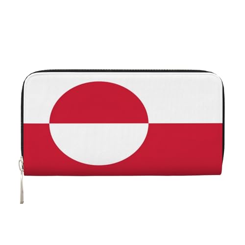 YVNKHKU Geldbörse mit Geldscheinklammer für Herren und Damen, PU-Leder, mehrere Fächer, ideal für Bargeld und Karten, Grönland-Flagge, Schwarz, Einheitsgröße von YVNKHKU