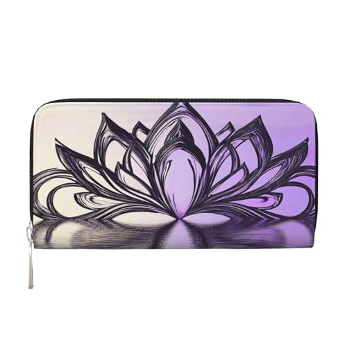 YVNKHKU Geldbörse mit Geldscheinklammer für Herren und Damen, PU-Leder, mehrere Fächer, ideal für Bargeld und Karten, Lotus-Mandala, Schwarz, Einheitsgröße von YVNKHKU