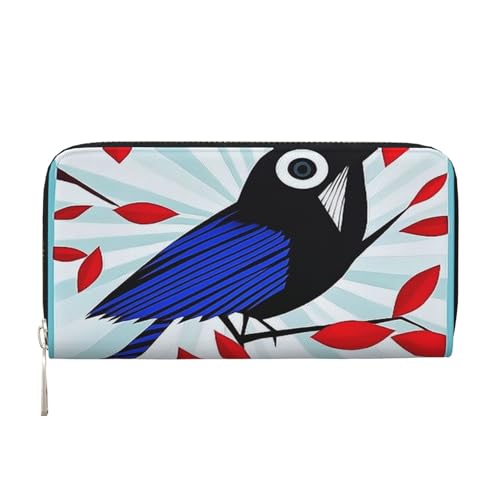 YVNKHKU Geldbörse mit Geldscheinklammer für Herren und Damen, PU-Leder, mehrere Fächer, ideal für Bargeld und Karten, Nachtigall, Schwarz, Einheitsgröße von YVNKHKU