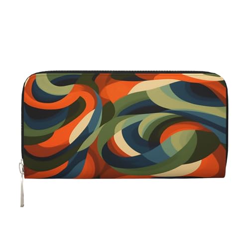 YVNKHKU Geldbörse mit Geldscheinklammer für Herren und Damen, PU-Leder, mehrere Fächer, ideal für Bargeld und Karten, Rot, Orange, Blau, Beige, Pigmentwirbel, Schwarz, Einheitsgröße von YVNKHKU