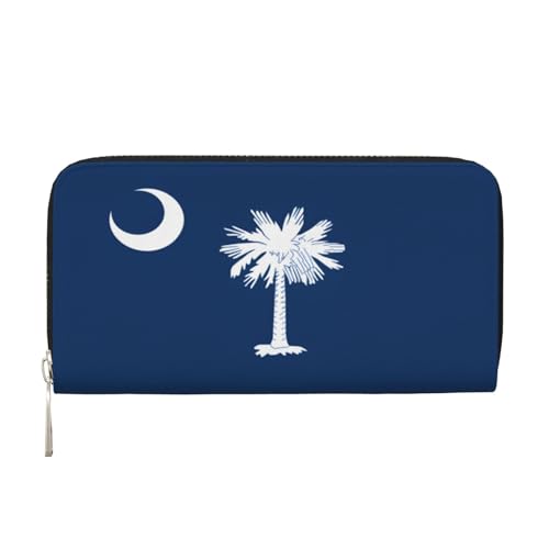 YVNKHKU Geldbörse mit Geldscheinklammer für Herren und Damen, PU-Leder, mehrere Fächer, ideal für Bargeld und Karten, South Carolina Flagge, Schwarz, Einheitsgröße von YVNKHKU