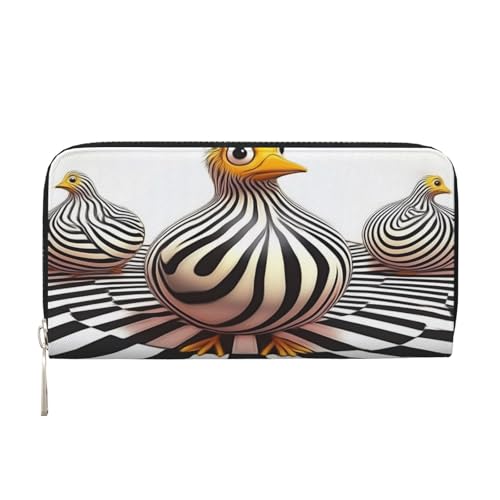 YVNKHKU Geldbörse mit Geldscheinklammer für Herren und Damen, PU-Leder, mehrere Fächer, ideal für Bargeld und Karten, Zebra-Op-Art, kleiner Vogel, Schwarz, Einheitsgröße von YVNKHKU