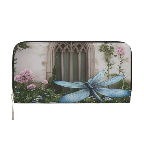 YVNKHKU Geldbörse mit Geldscheinklammer für Herren und Damen, PU-Leder, mehrere Fächer, ideal für Bargeld und Karten, die Tür der Träume, Schwarz, Einheitsgröße von YVNKHKU