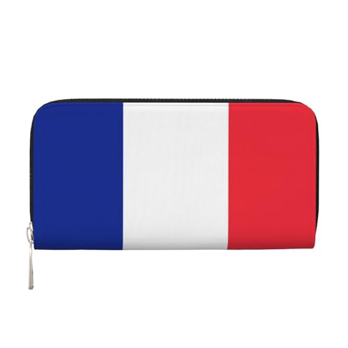 YVNKHKU Geldbörse mit Geldscheinklammer für Herren und Damen, PU-Leder, mehrere Fächer, ideal für Bargeld und Karten, französische Flagge, Schwarz, Einheitsgröße von YVNKHKU