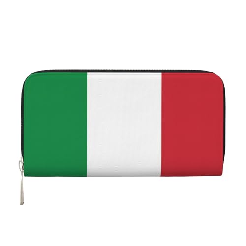 YVNKHKU Geldbörse mit Geldscheinklammer für Herren und Damen, PU-Leder, mehrere Fächer, ideal für Bargeld und Karten, italienische Flagge, Schwarz, Einheitsgröße von YVNKHKU