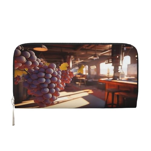 YVNKHKU Geldbörse mit Geldscheinklammer für Herren und Damen, PU-Leder, mehrere Fächer, ideal für Bargeld und Karten, köstliche Trauben, Schwarz, Einheitsgröße von YVNKHKU