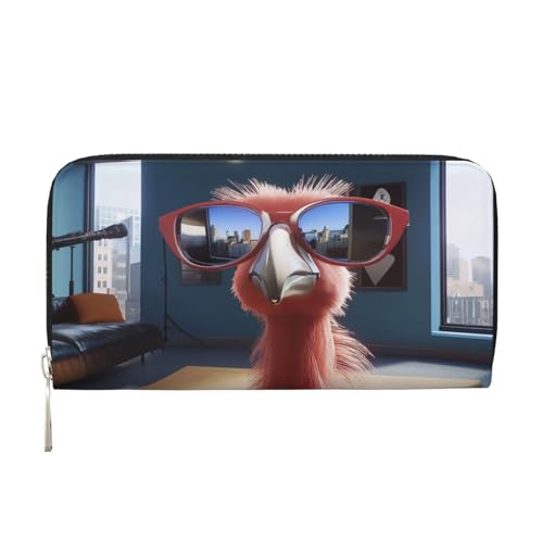 YVNKHKU Geldbörse mit Geldscheinklammer für Herren und Damen, PU-Leder, mehrere Fächer, ideal für Bargeld und Karten, modischer Strauß, Schwarz, Einheitsgröße von YVNKHKU