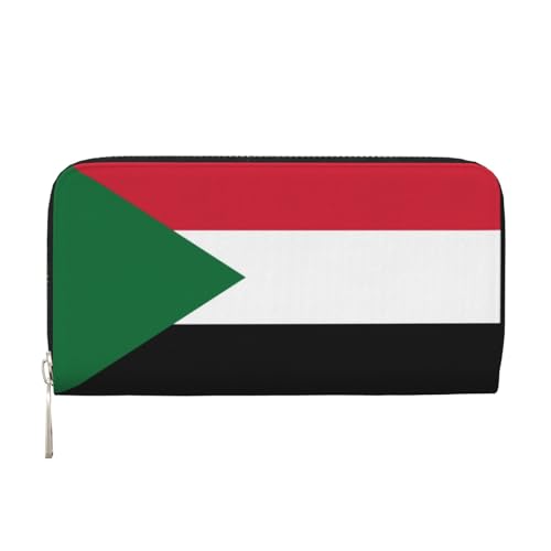 YVNKHKU Geldbörse mit Geldscheinklammer für Herren und Damen, PU-Leder, mehrere Fächer, ideal für Bargeld und Karten, sudanesische Flagge, Schwarz, Einheitsgröße von YVNKHKU