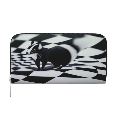 YVNKHKU Geldbörse mit Geldscheinklammer für Herren und Damen, PU-Leder, mehrere Fächer, ideal für Bargeld und Karten, weiße Streifen, Schwarz, Einheitsgröße von YVNKHKU