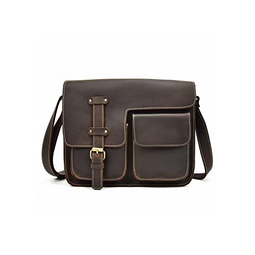 YWAWJ Leder -Messenger -Tasche, Vintage Laptop Aktentasche Sling -Body Crossbody Rucksack, Umhängetaschen, geeignet for Reisen/Außen-/Arbeiten/Arbeiten geeignet von YWAWJ