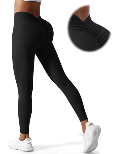 YWBIN Workout-Leggings mit V-Ausschnitt für Damen, hohe Taille, Biker, Booty-Leggings, Scrunch Butt Lifting, Fitnessstudio, Yogahose, Schwarz, M YWBIN Workout-Leggings mit V-Ausschnitt für Damen, hohe Taille, Biker, Booty-Leggings, Scrunch Butt Lifting, Fitnessstudio, Yogahose, Schwarz, M von YWBIN