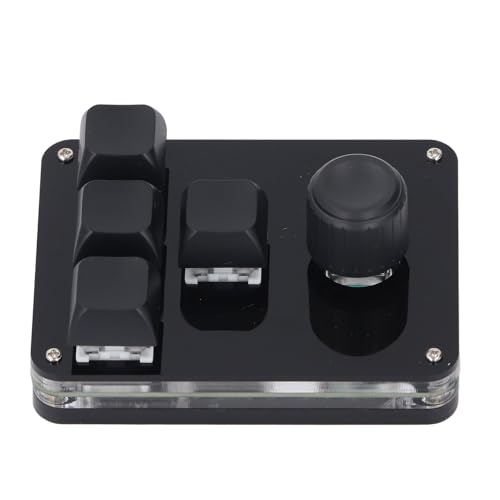 Mini-Tastatur mit 4 Tasten und 1 Knopf, Programmierbare Makromechanische Tastatur, Einhändige Mechanische Tastatur mit RGB-Licht, Schwarz von YWBL-WH