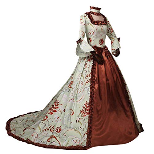 YWBleked Mittelalter Kleid Kleidung Damen,Partykleid Vintage Kleid Kostüm Mittelalter Langes Kleid Cosplay Fasching Karneval Viktorianisches Trompetenärmel Cosplay Kostüm von YWBleked