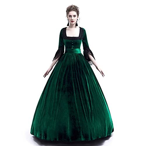 YWBleked Mittelalter Kostüme Damen,Trompetenärmel Gotisch Maxikleid Prinzessin Cosplay Kleid Cosplay Fasching Karneval Cosplay Dress Kawaii Abendkleid von YWBleked