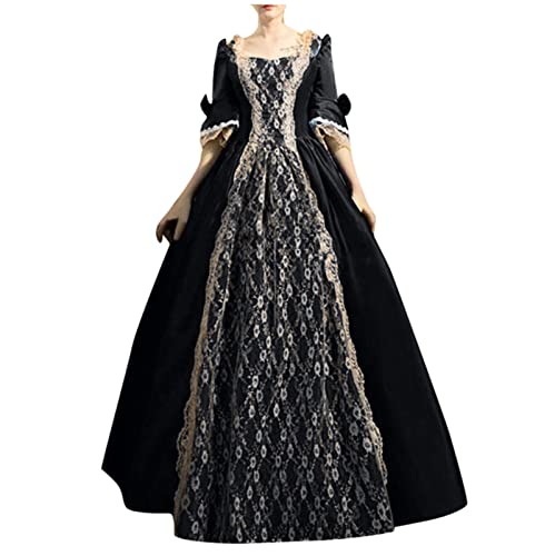 YWBleked Steampunk Röcke Punk Kleid,Abendkleid Damen Halloween Gothic Viktorianisches Kleid Gothic Viktorianisches Trompetenärmel Prinzessinnenkleid von YWBleked