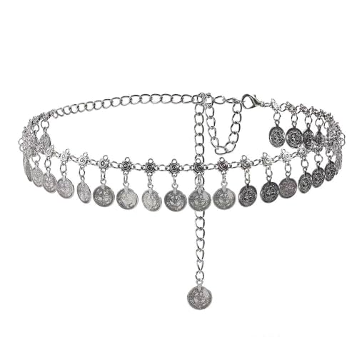 YWCUTE Frauen Retro Münze Quasten Bauchtanz Körperkette Runde Münze Taille Kette Strand Zubehör, Medium, Legierung, Kein Edelstein YWCUTE Frauen Retro Münze Quasten Bauchtanz Körperkette Runde Münze Taille Kette Strand Zubehör, Medium, Legierung, Kein Edelstein von YWCUTE