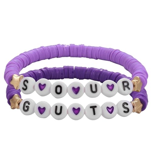 Armband Surfer SOUR And GUTS Armbänder für Set Album Schmuck für Frauen Mädchen Outfit Merchandise Fans Geschenke Album Lila Armband weicher Keramik, 2er-Set Über Der Tür Schmuck (6-Purple, One Size) von YWJewly