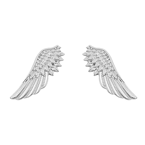 Brosche Blumes Mode Metall Brosche Brosche Zubehör Punk Wing Pin Vintage Brosche Geeignet für Partys Partys Hellblaue Brosche Für (Silver, One Size) von YWJewly