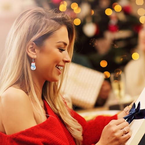 Chunky Earrings Gold Rote Weihnachtsmütze, Socken, Ohrringe, geometrisch, bunt, Weihnachtsohrringe, Weihnachtsschmuck, Geschenk für Frauen Mädchen Silberne Ohrclips (E, One Size) von YWJewly
